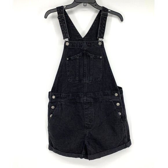Old Navy Shortalls Ovearlls Black Jean Short Denim Slouchy Straight - Picture 3 of 10
